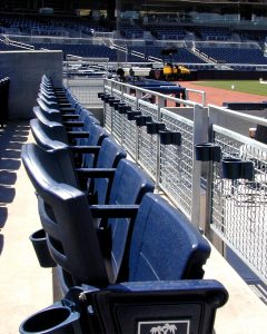 wire mesh railing infill panels in a stadium